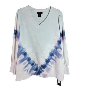 Design 365 Tie Dye Sweatshirt Plus Size 1X V-Neck‎ Lightweight Stretch NWT
